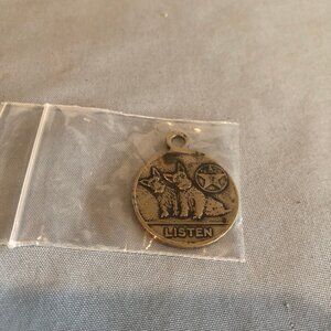 Vintage TEXACO Fob Key Pendant Charm Scottish Terriers Listen #F69